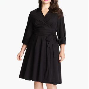 Donna Ricco Pleated Black Wrap Dress